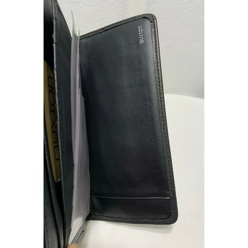 NEW Buxton Wallet Leather Black Ensemble Clutch Multiple Pockets Zip Closure - Picture 11 of 12